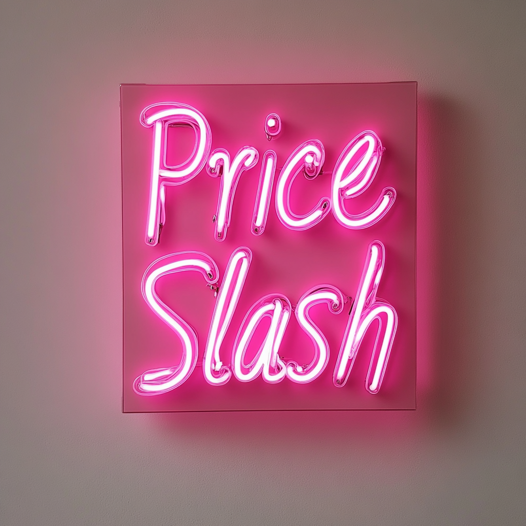 "Price Slash" - Pink Neon Sign, 24 Inches