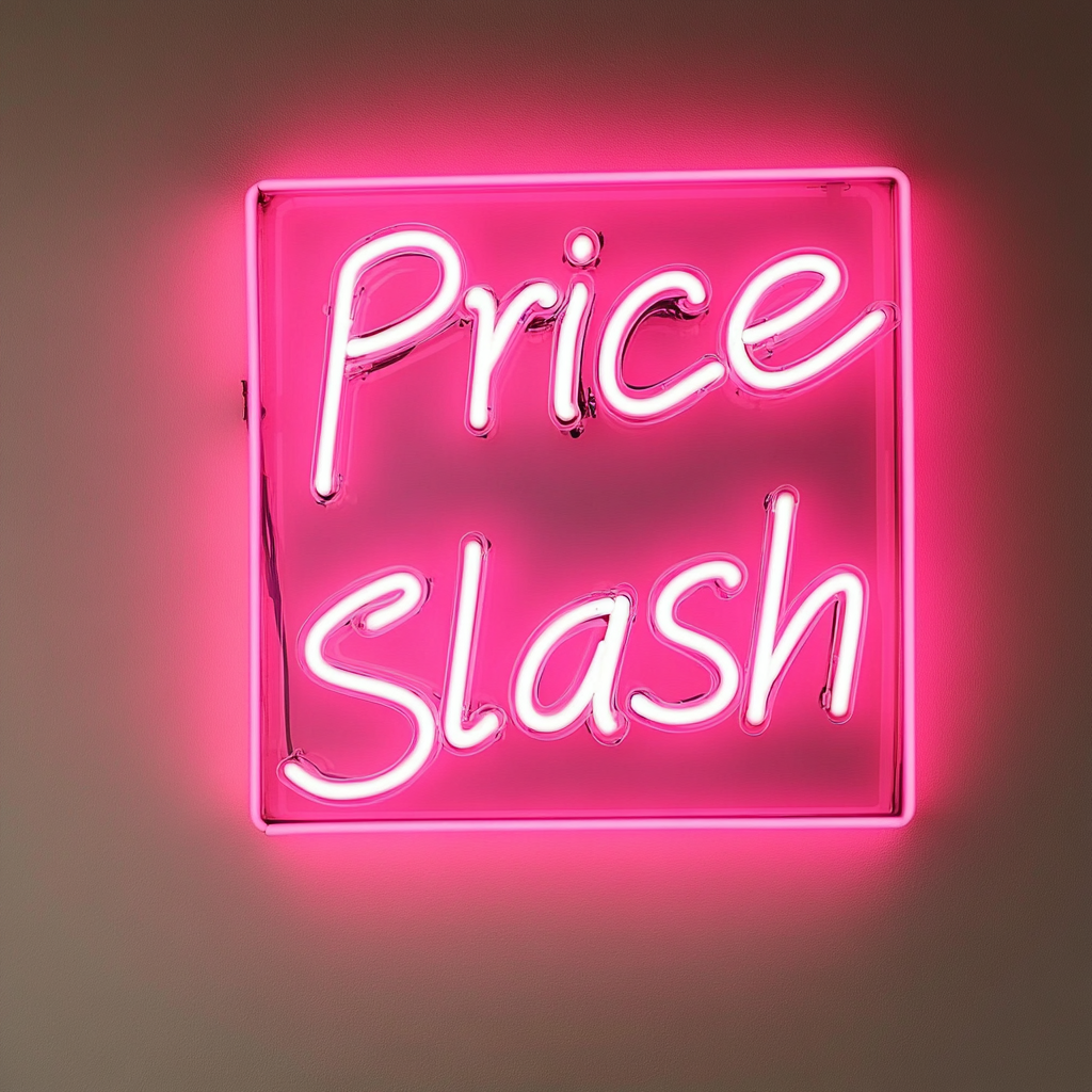 "Price Slash" - Pink Neon Sign, 24 Inches