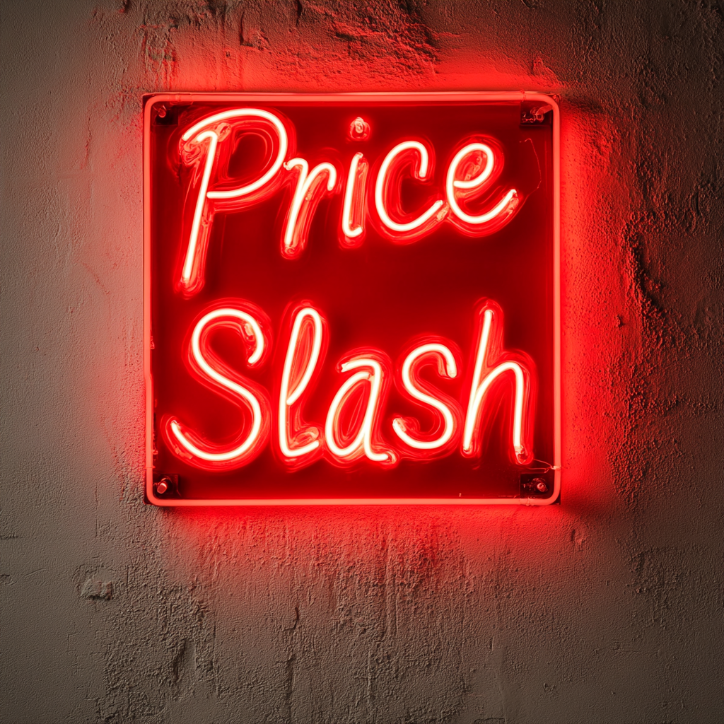 "Price Slash" - Red Neon Sign, 24 Inches