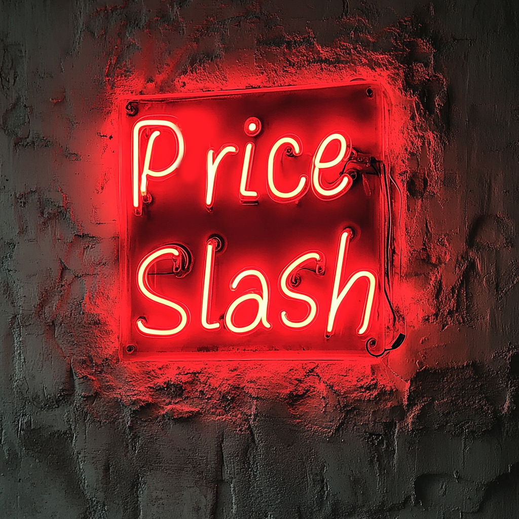 "Price Slash" - Red Neon Sign, 24 Inches