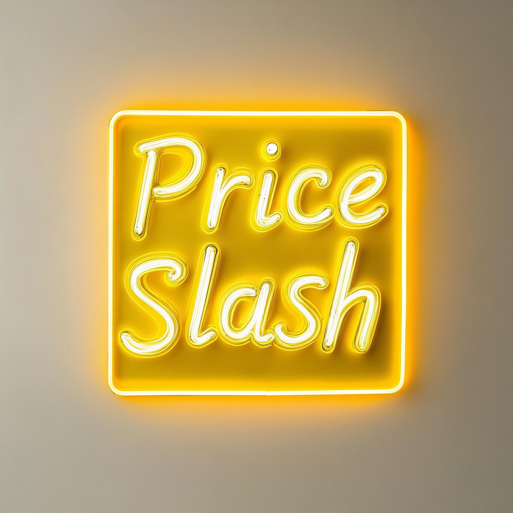 "Price Slash" - Yellow Neon Sign, 24 Inches