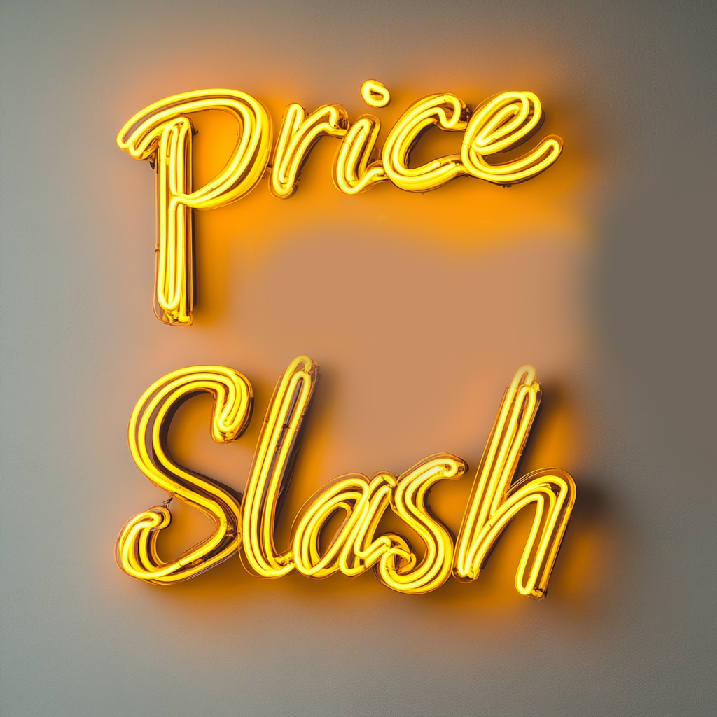 "Price Slash" - Yellow Neon Sign, 24 Inches