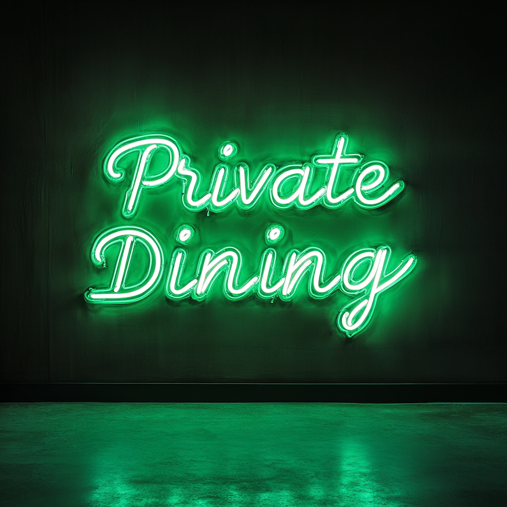 "Private Dining" - Green Neon Sign, 24 Inches