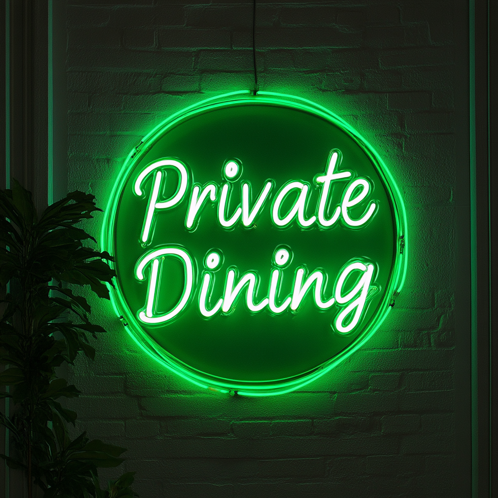 "Private Dining" - Green Neon Sign, 24 Inches