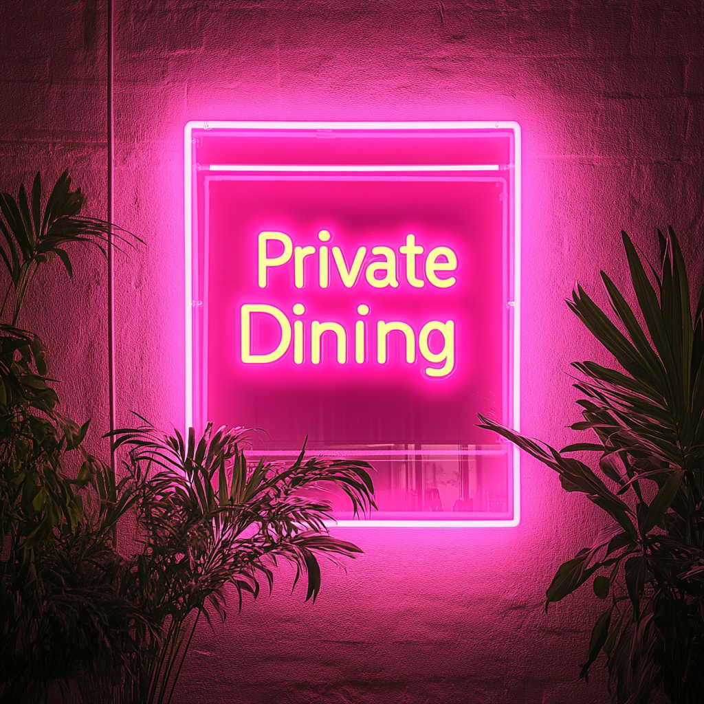 "Private Dining" - Pink Neon Sign, 24 Inches