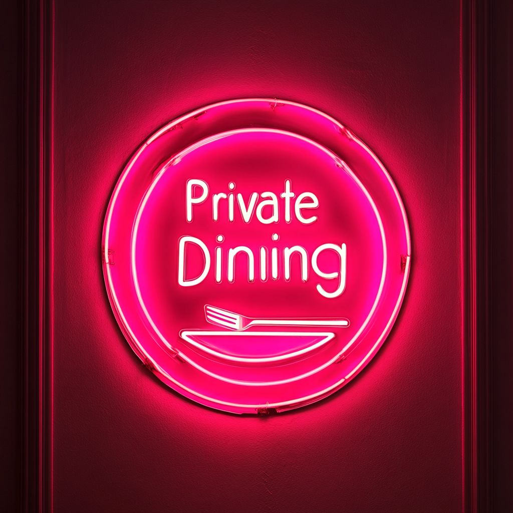 "Private Dining" - Pink Neon Sign, 24 Inches