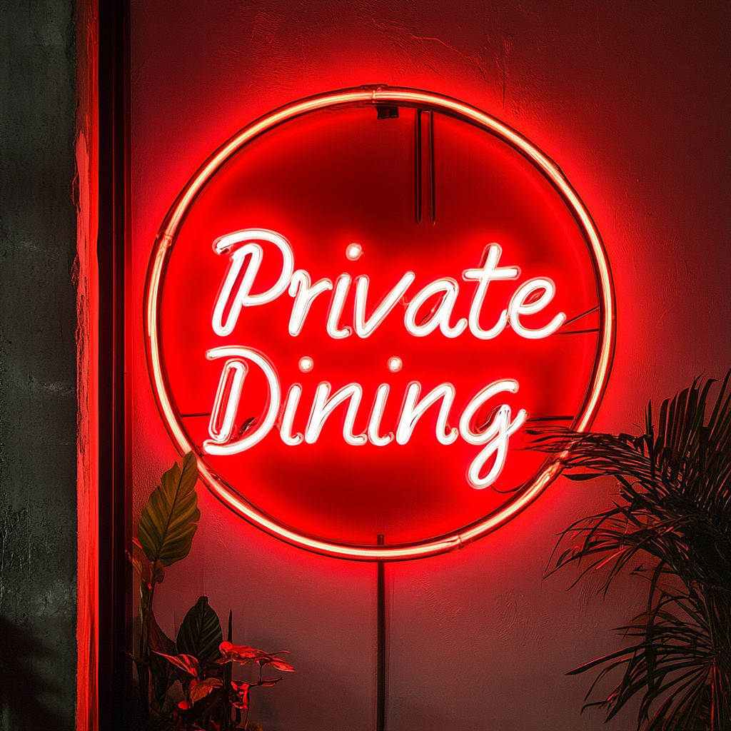 "Private Dining" - Red Neon Sign, 24 Inches