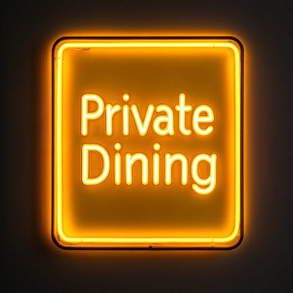 "Private Dining" - Yellow Neon Sign, 24 Inches