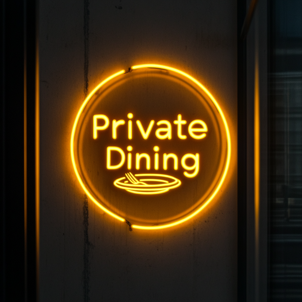 "Private Dining" - Yellow Neon Sign, 24 Inches