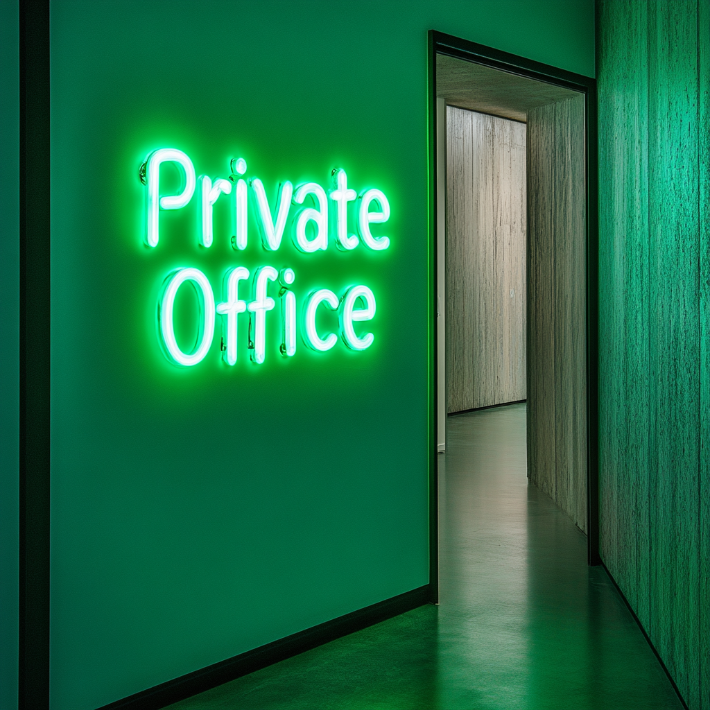 "Private Office" - Green Neon Sign, 24 Inches