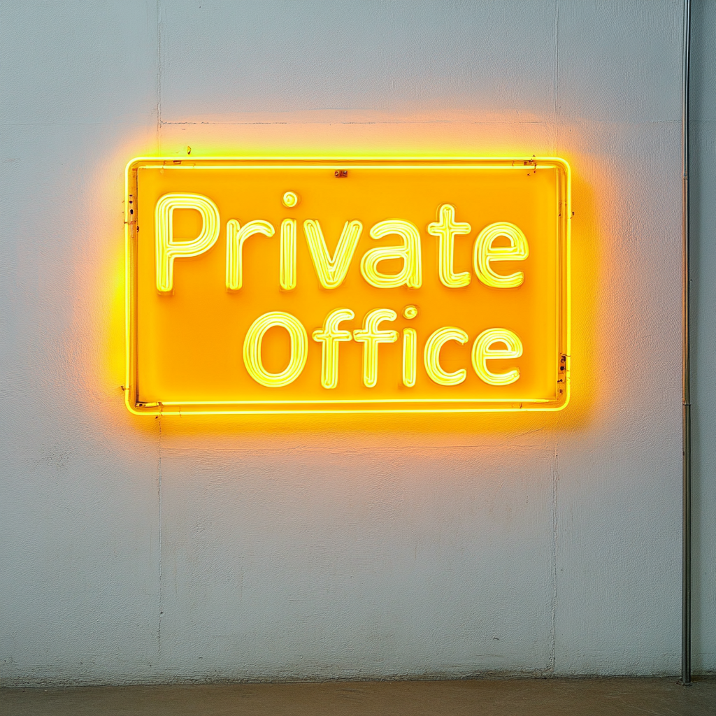 "Private Office" - Yellow Neon Sign, 24 Inches