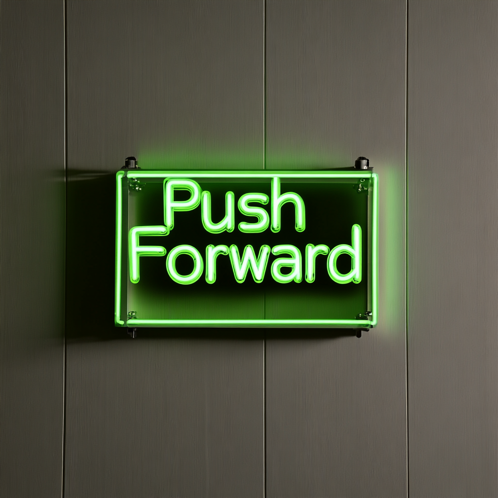 "Push Forward" - Green Neon Sign, 24 Inches