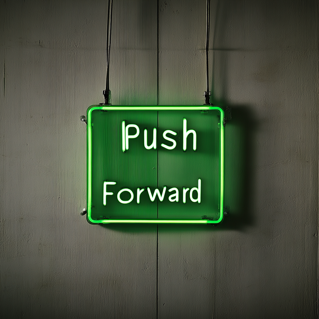 "Push Forward" - Green Neon Sign, 24 Inches