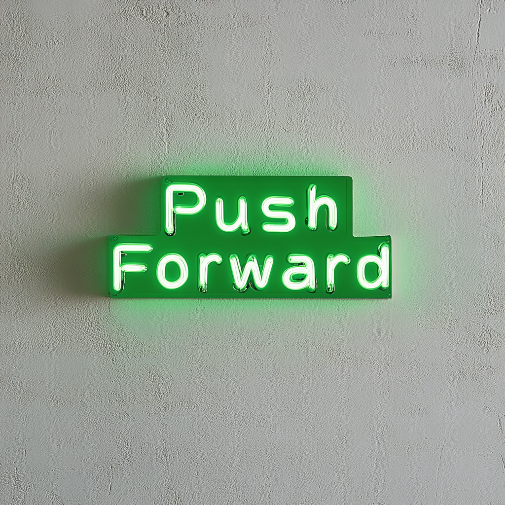 "Push Forward" - Green Neon Sign, 24 Inches