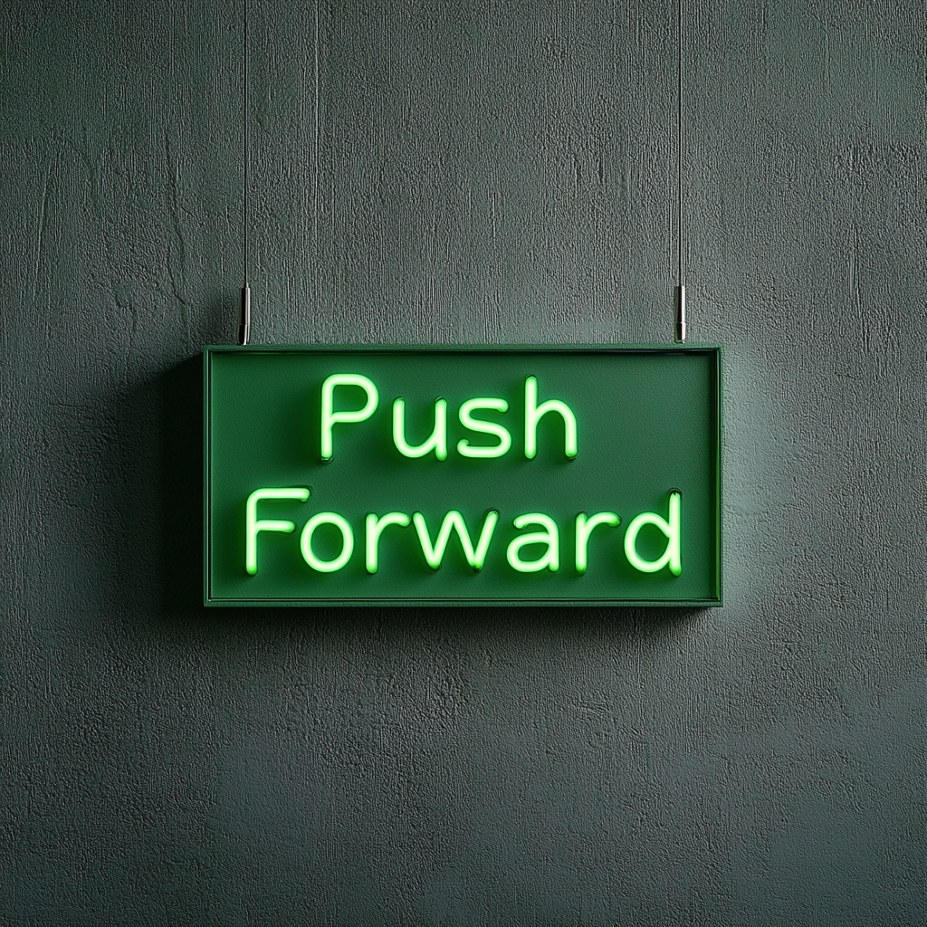 "Push Forward" - Green Neon Sign, 24 Inches