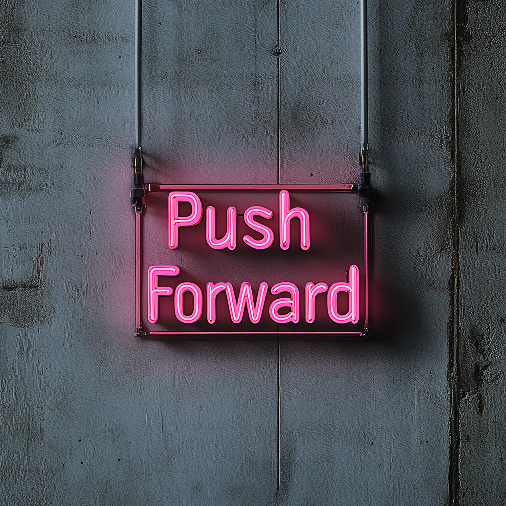 "Push Forward" - Pink Neon Sign, 24 Inches