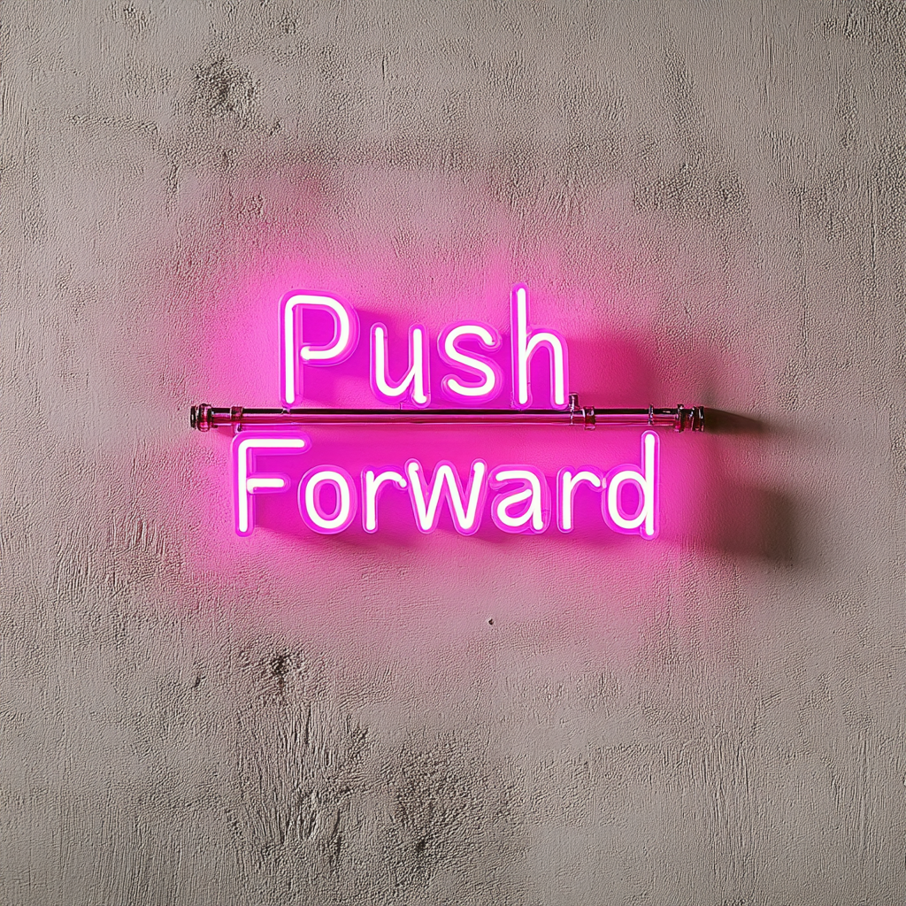 "Push Forward" - Pink Neon Sign, 24 Inches
