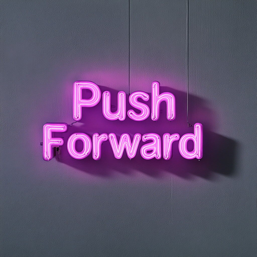 "Push Forward" - Pink Neon Sign, 24 Inches