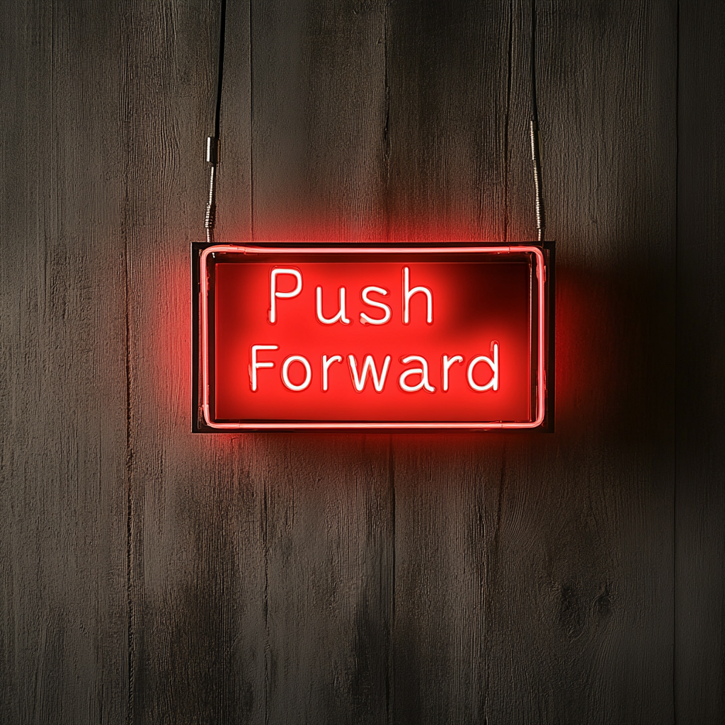"Push Forward" - Red Neon Sign, 24 Inches