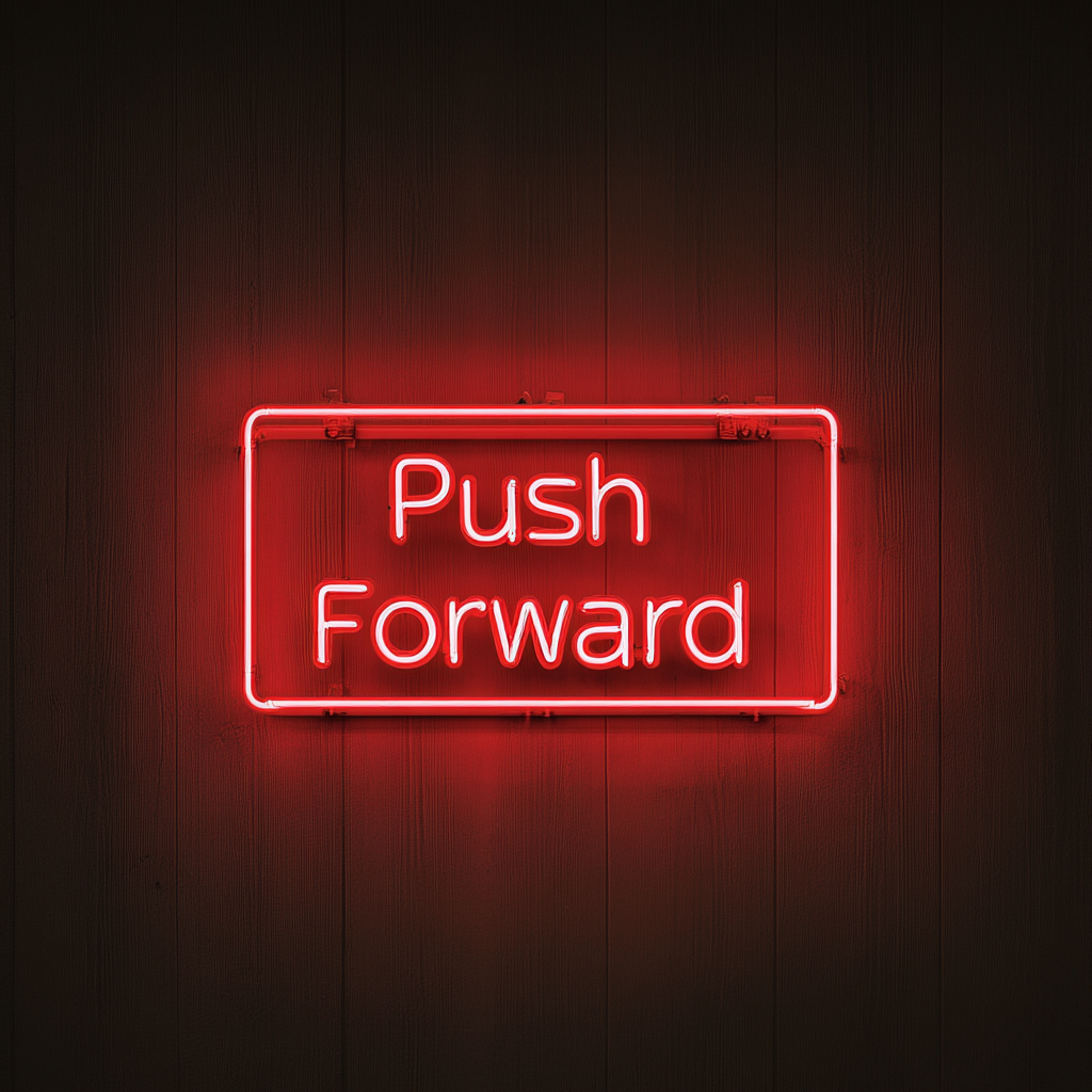 "Push Forward" - Red Neon Sign, 24 Inches