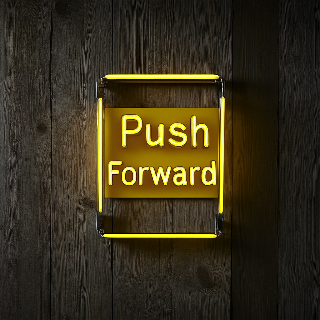 "Push Forward" - Yellow Neon Sign, 24 Inches
