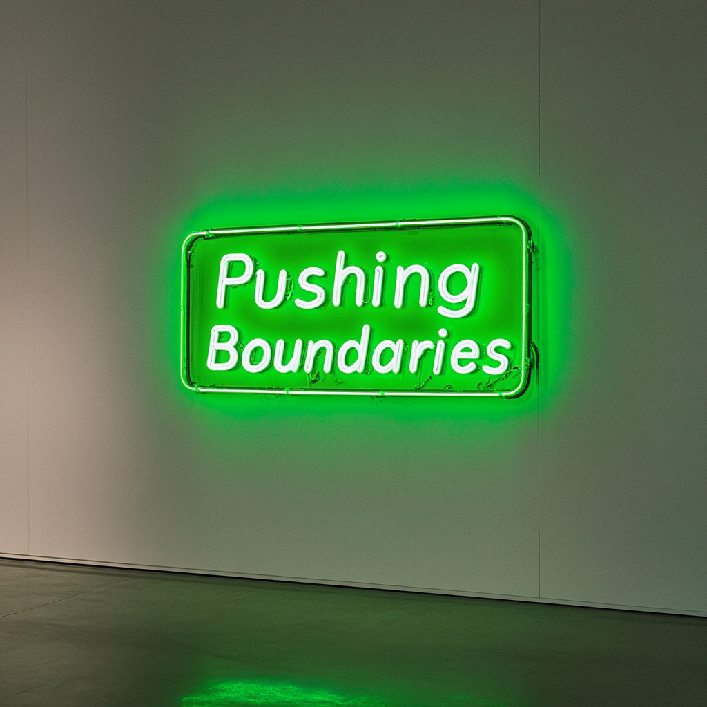 "Pushing Boundaries" - Green Neon Sign, 24 Inches