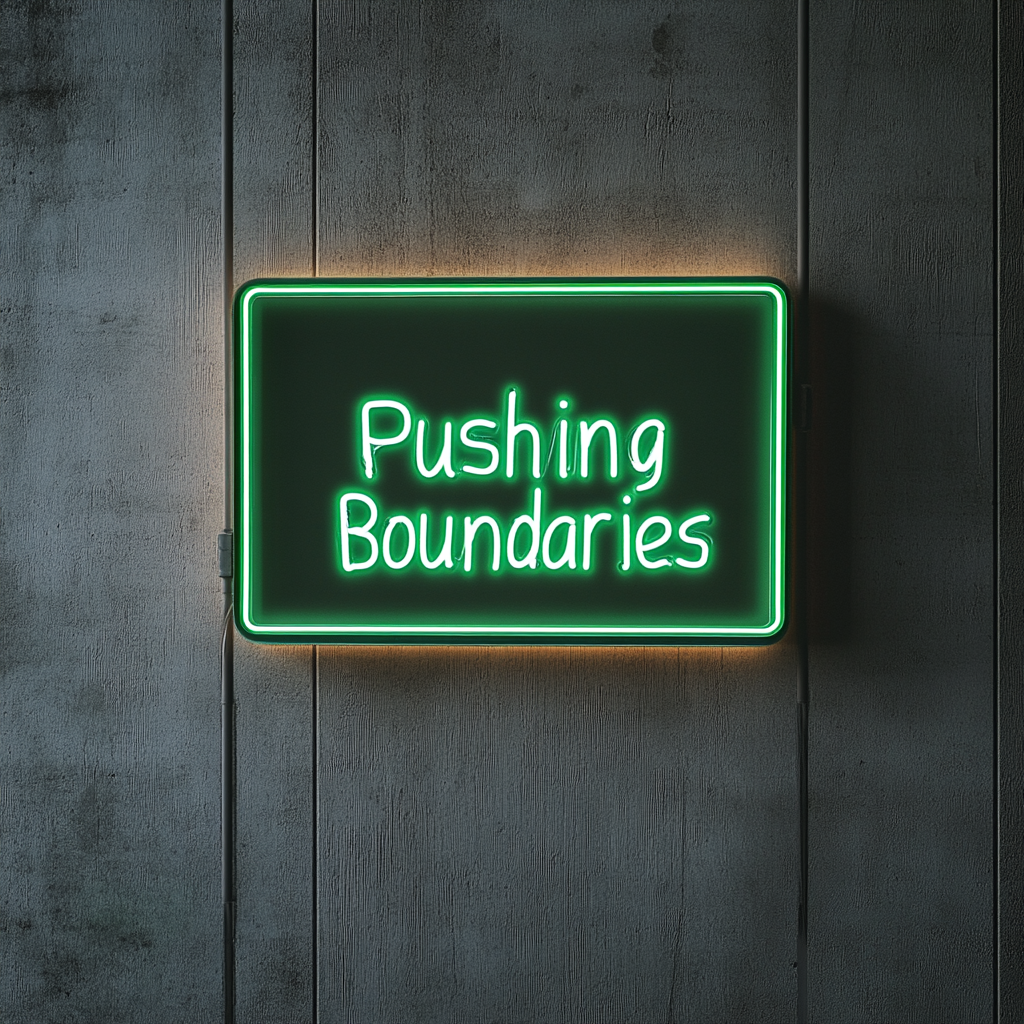 "Pushing Boundaries" - Green Neon Sign, 24 Inches