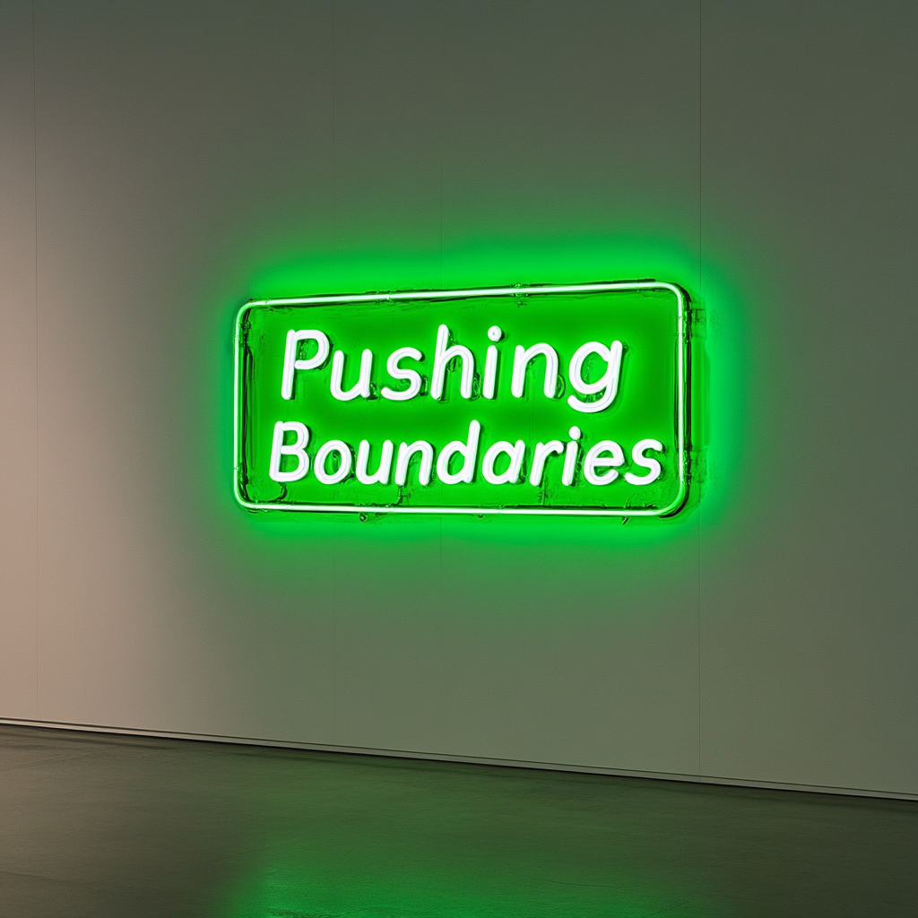 "Pushing Boundaries" - Green Neon Sign, 24 Inches
