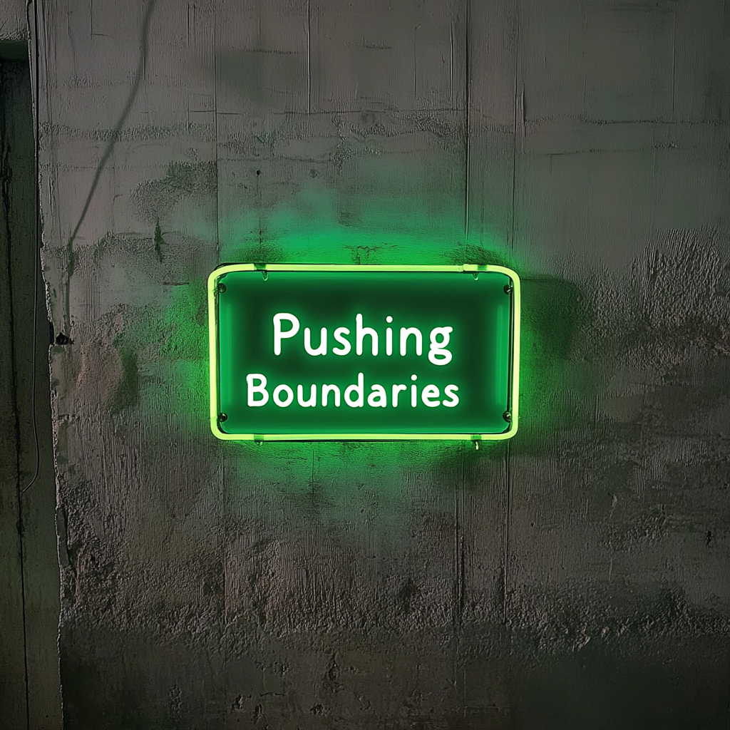 "Pushing Boundaries" - Green Neon Sign, 24 Inches
