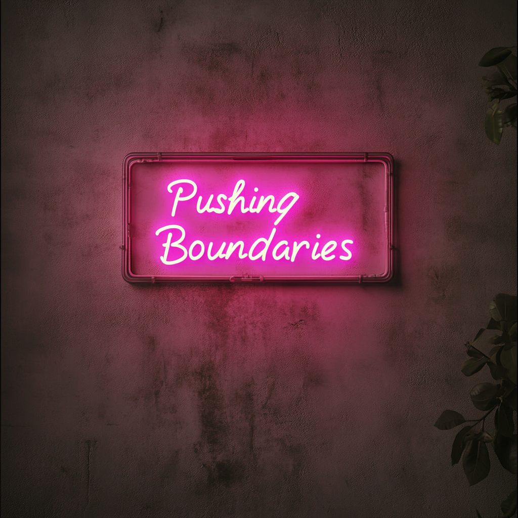 "Pushing Boundaries" - Pink Neon Sign, 24 Inches
