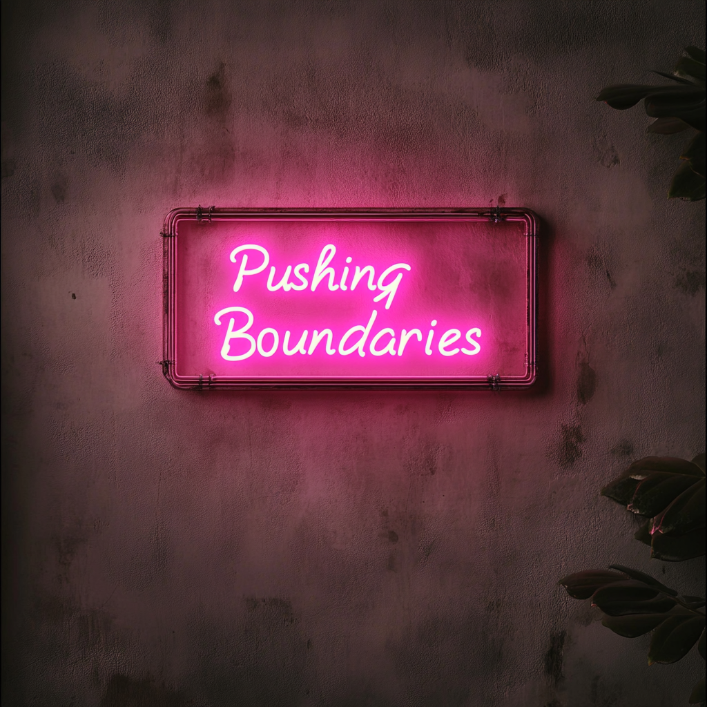 "Pushing Boundaries" - Pink Neon Sign, 24 Inches
