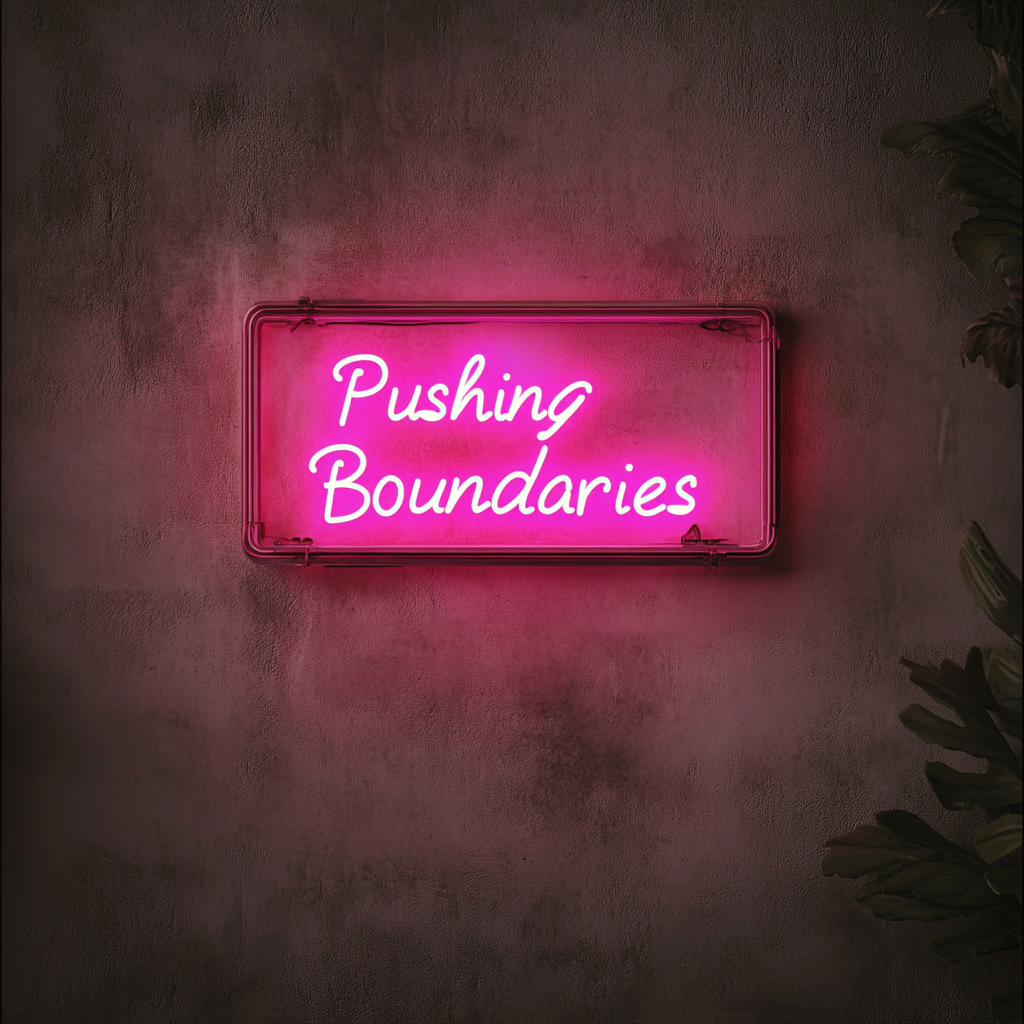"Pushing Boundaries" - Pink Neon Sign, 24 Inches