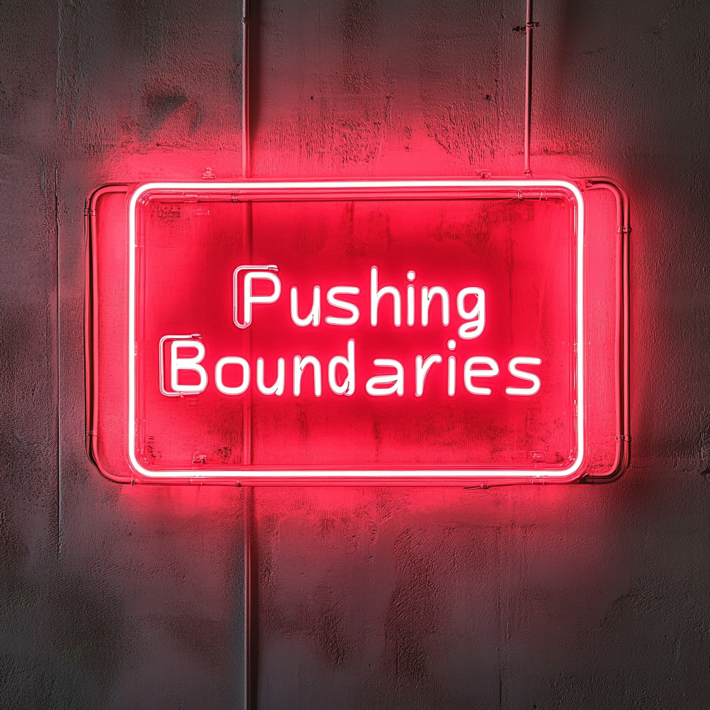 "Pushing Boundaries" - Red Neon Sign, 24 Inches