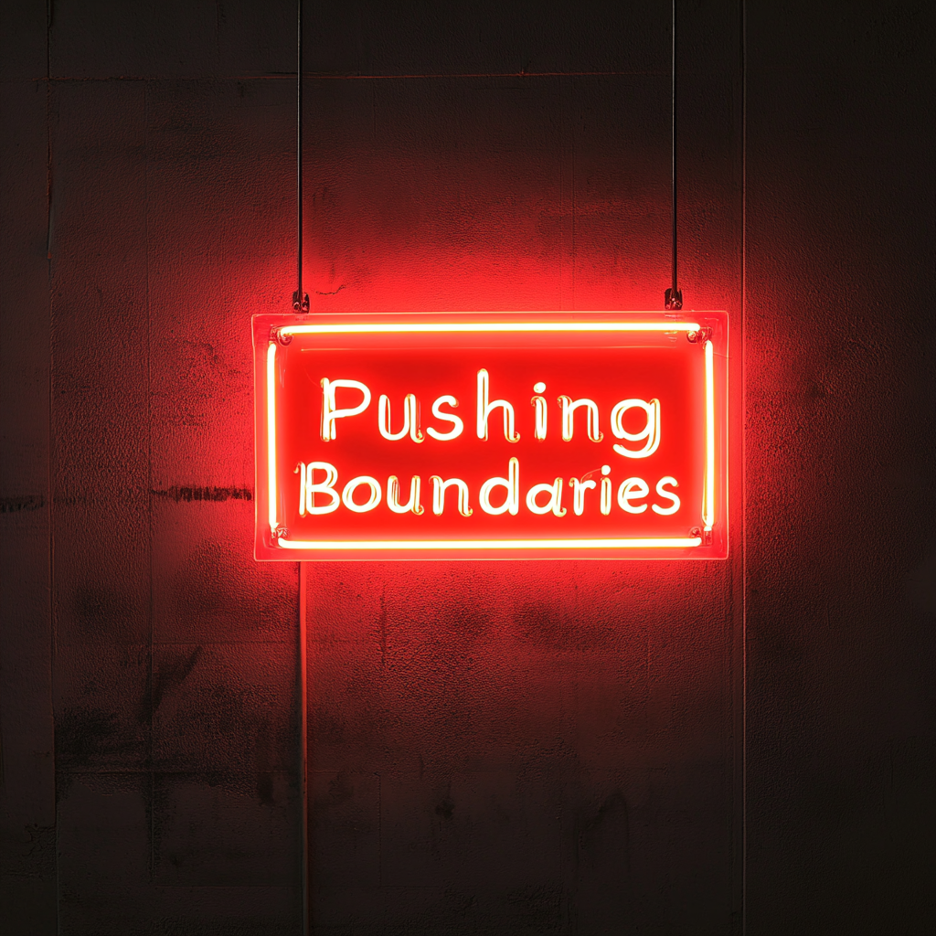 "Pushing Boundaries" - Red Neon Sign, 24 Inches