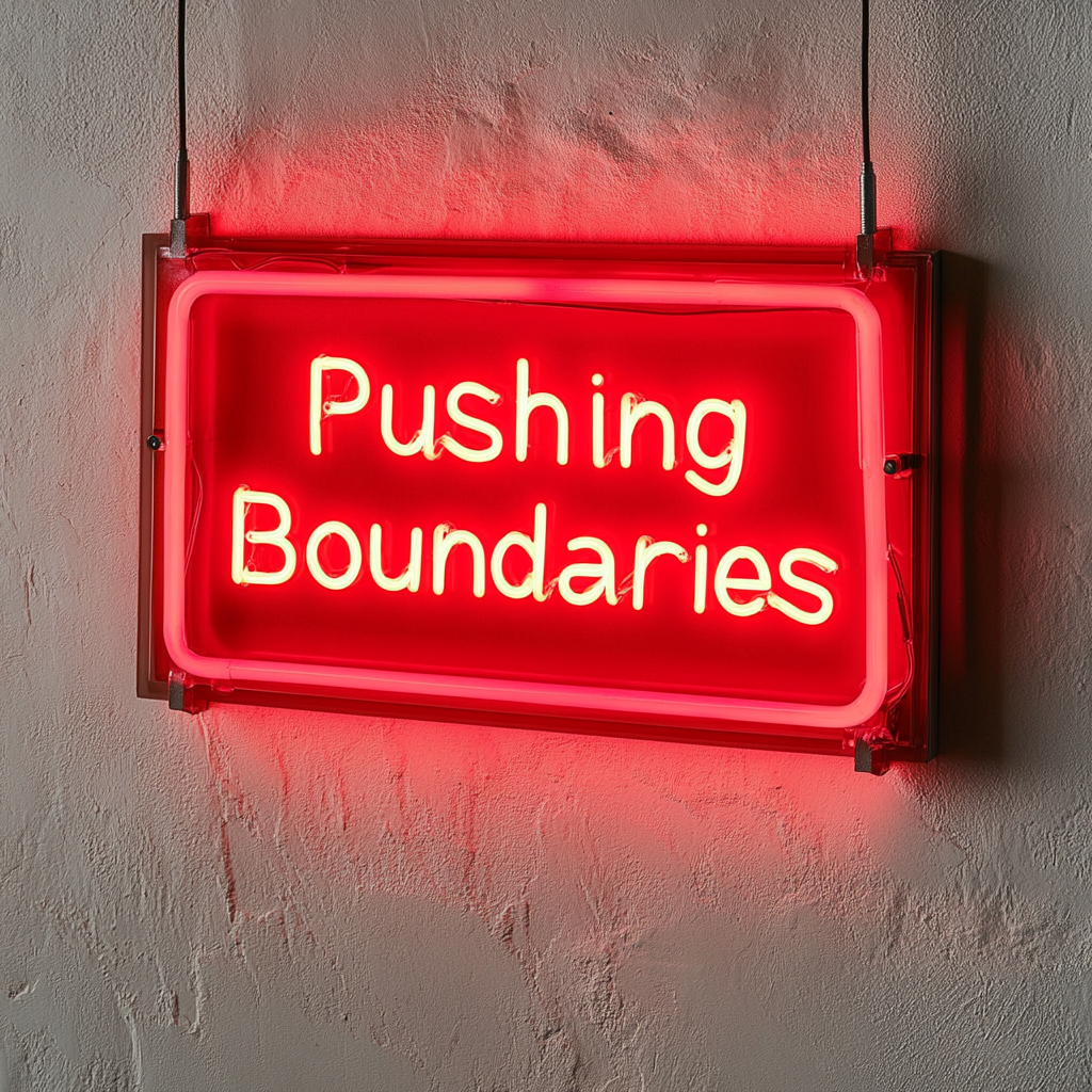 "Pushing Boundaries" - Red Neon Sign, 24 Inches