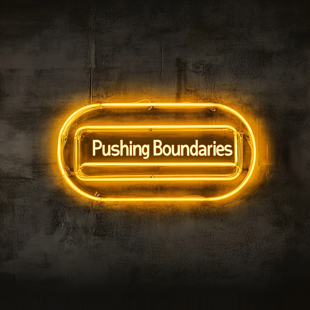 "Pushing Boundaries" - Yellow Neon Sign, 24 Inches