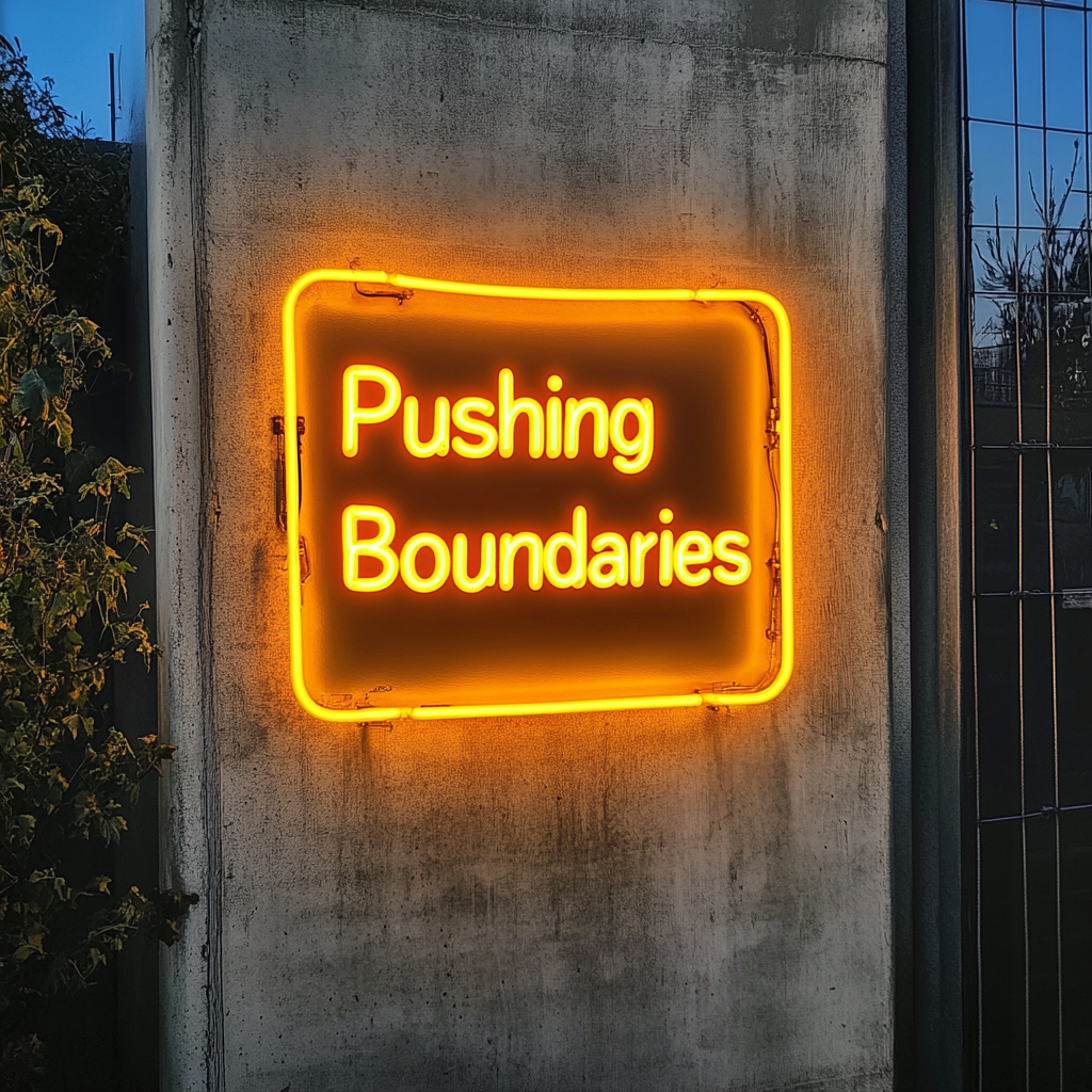 "Pushing Boundaries" - Yellow Neon Sign, 24 Inches