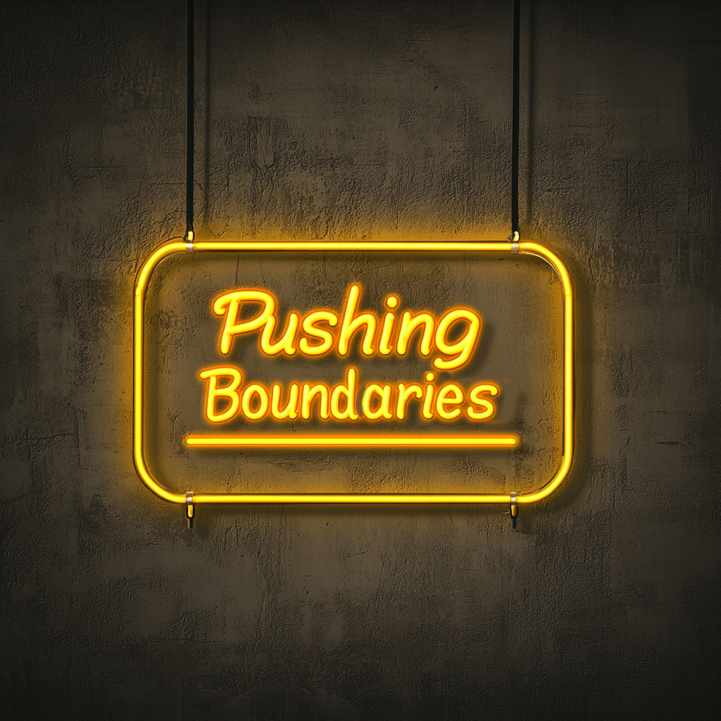 "Pushing Boundaries" - Yellow Neon Sign, 24 Inches