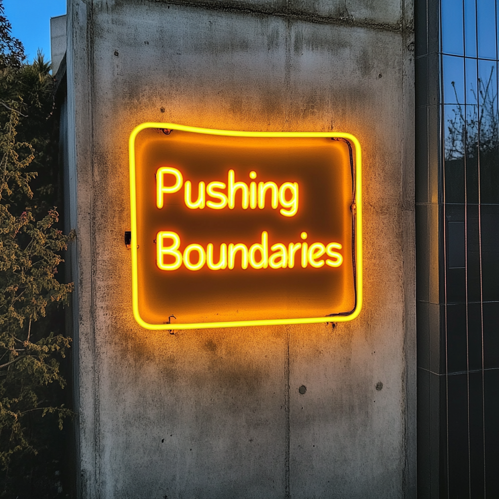 "Pushing Boundaries" - Yellow Neon Sign, 24 Inches