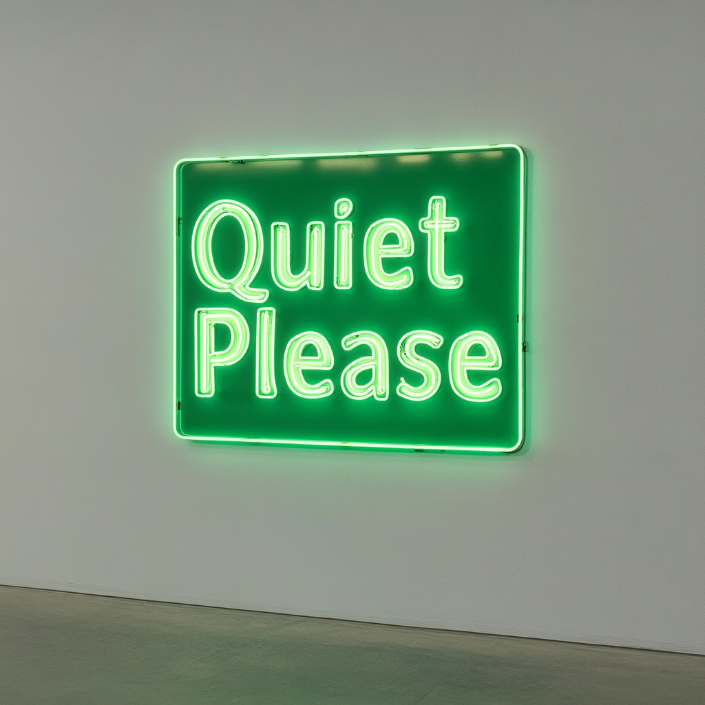 "Quiet Please" - Green Neon Sign, 24 Inches