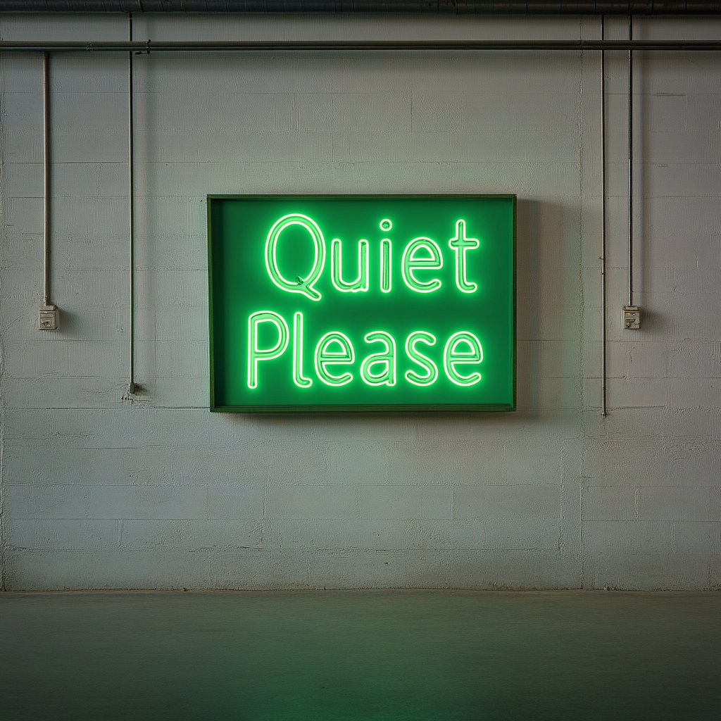 "Quiet Please" - Green Neon Sign, 24 Inches