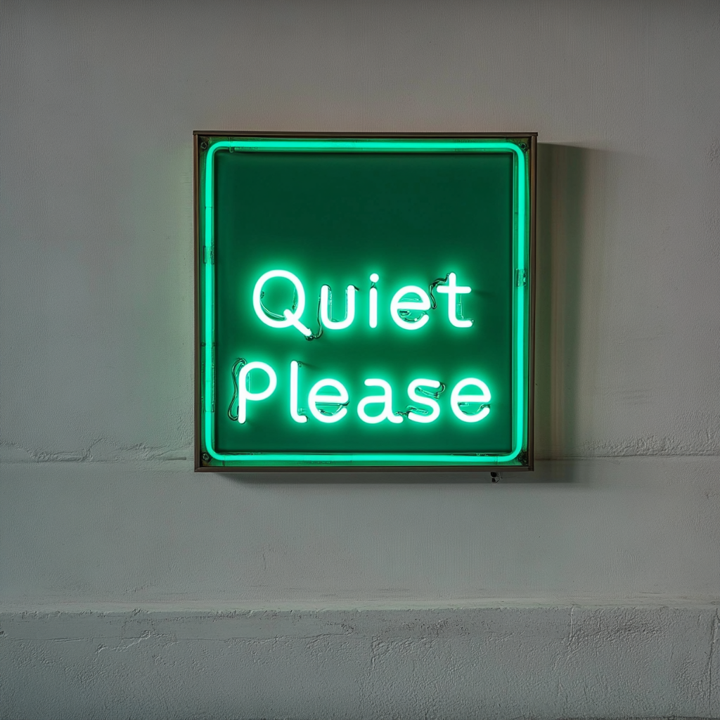 "Quiet Please" - Green Neon Sign, 24 Inches