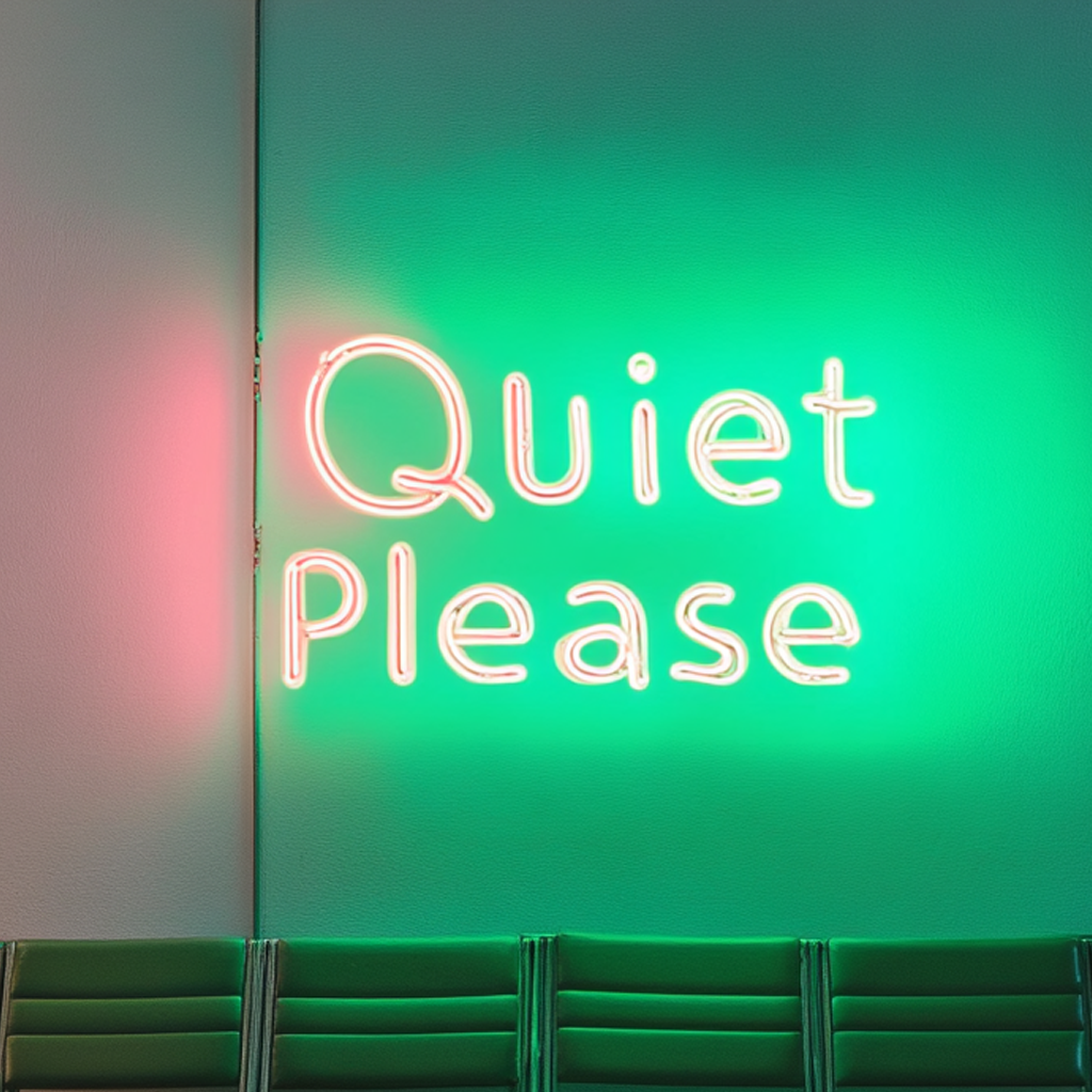 "Quiet Please" - Green Neon Sign, 24 Inches