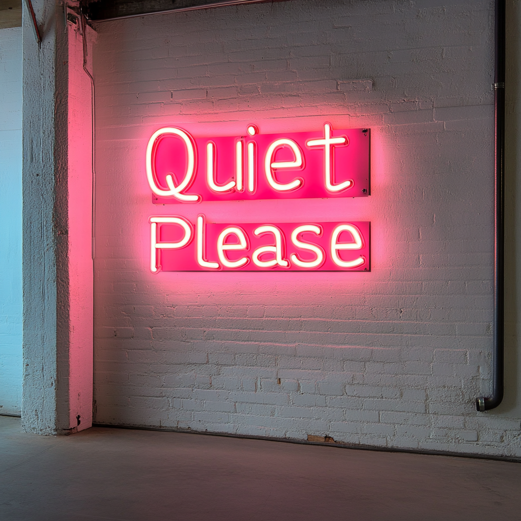 "Quiet Please" - Pink Neon Sign, 24 Inches