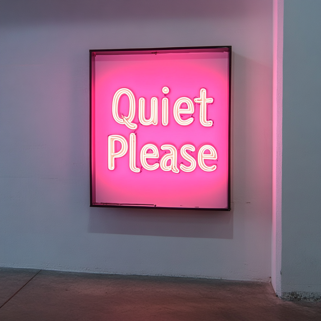 "Quiet Please" - Pink Neon Sign, 24 Inches