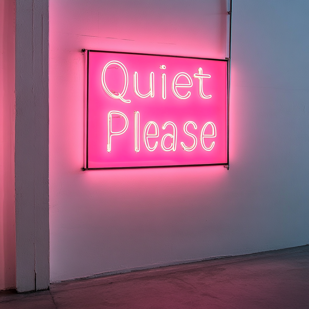 "Quiet Please" - Pink Neon Sign, 24 Inches