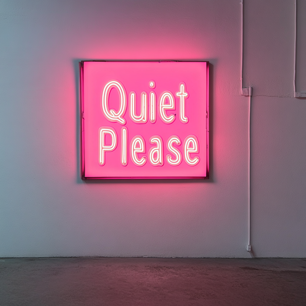"Quiet Please" - Pink Neon Sign, 24 Inches