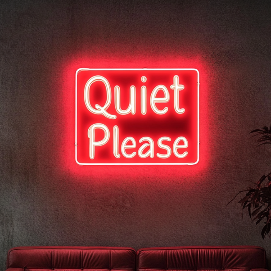 "Quiet Please" - Red Neon Sign, 24 Inches