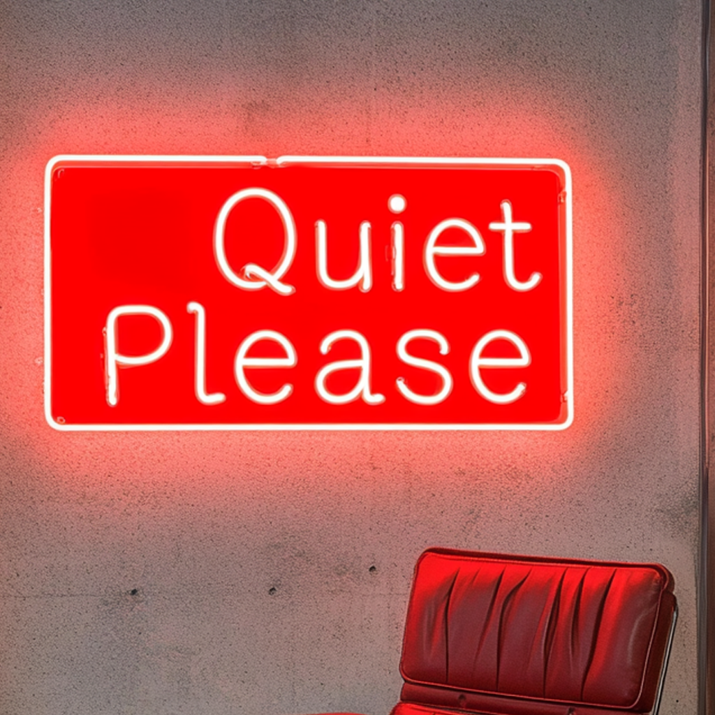"Quiet Please" - Red Neon Sign, 24 Inches