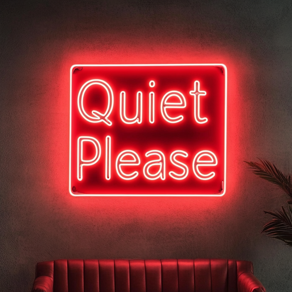 "Quiet Please" - Red Neon Sign, 24 Inches
